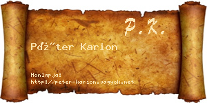 Péter Karion névjegykártya